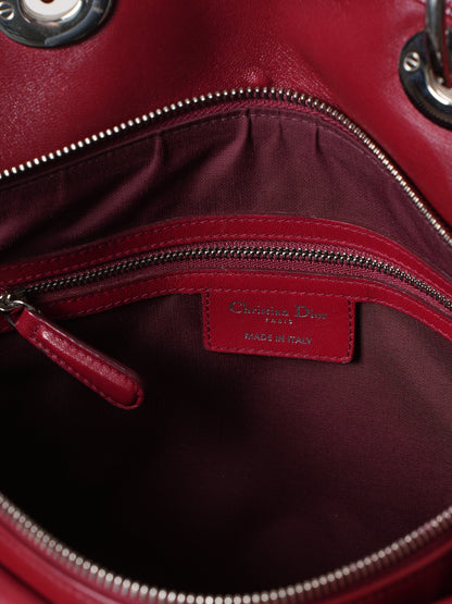 Christian Dior Polochon Cannage Rouge Dior Grenville Top Handle Bag In Red Rovelle Bags