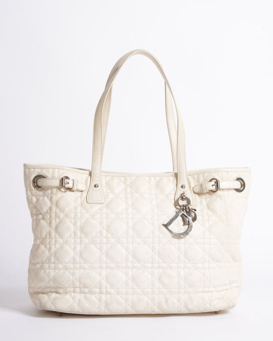 Christian Dior Cannage Shoulder Bag In White Canvas Rovelle Bags