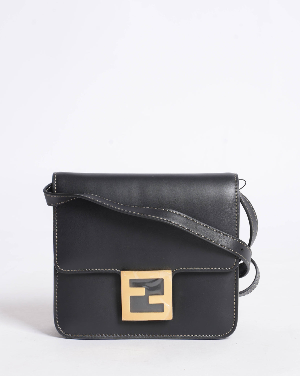 New Fendi fab black crossbody bag in smooth calfskin leather Rovelle Bags