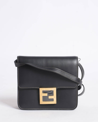 New Fendi fab black crossbody bag in smooth calfskin leather Rovelle Bags