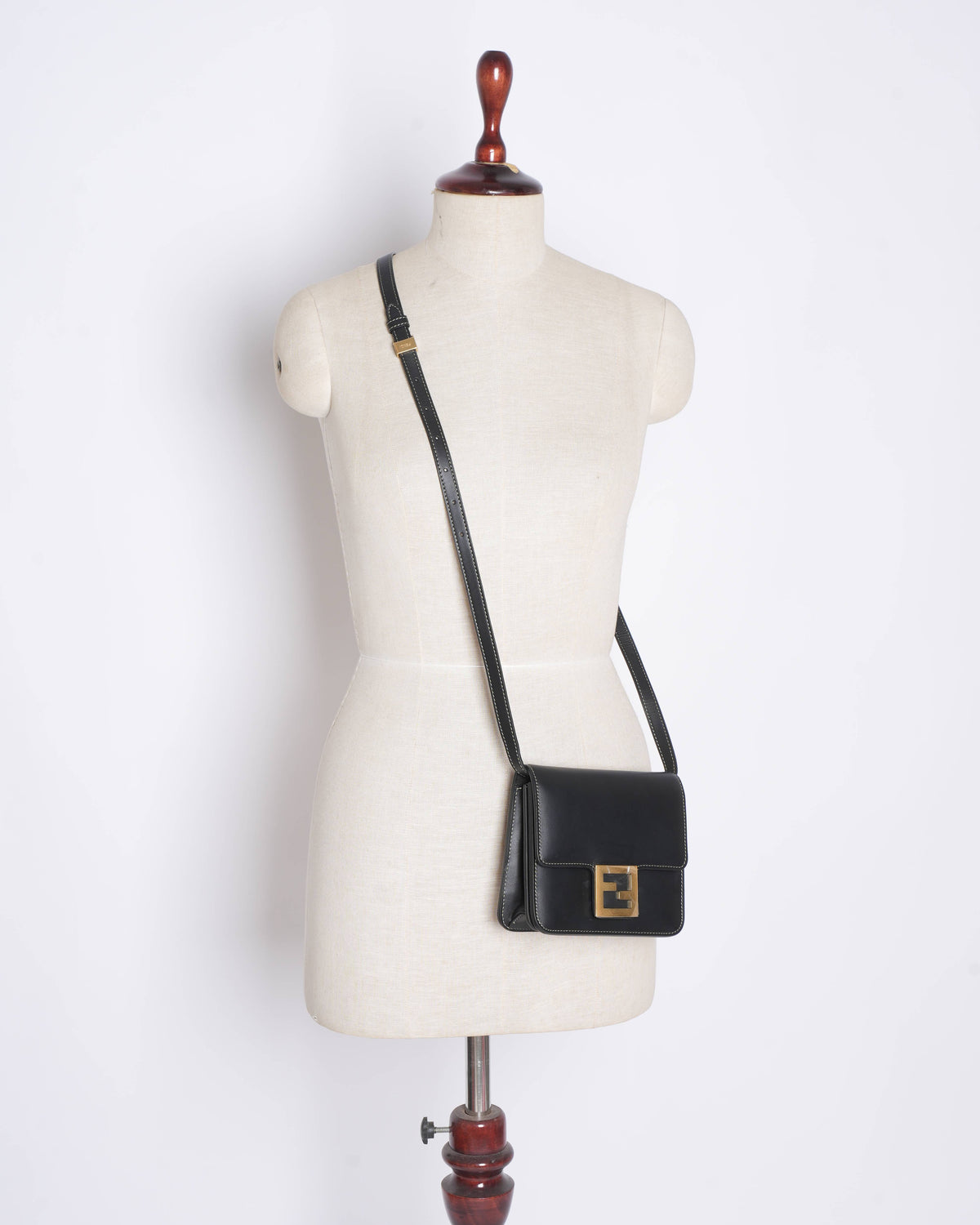 New Fendi fab black crossbody bag in smooth calfskin leather Rovelle Bags