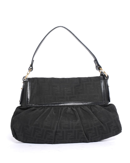 Fendi Black Zucca Canvas Chef Shoulder Bag Rovelle Bags