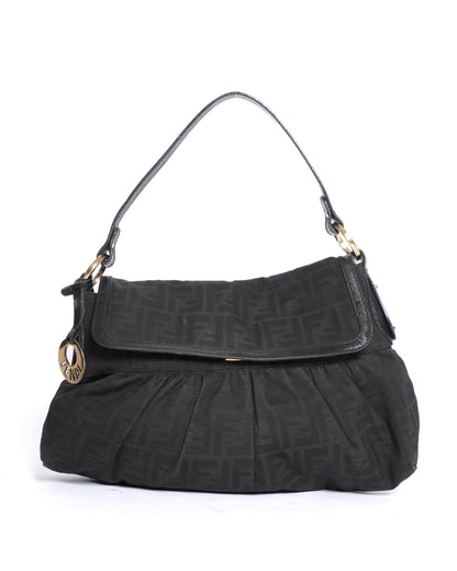Fendi Black Zucca Canvas Chef Shoulder Bag Rovelle Bags