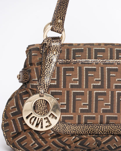 Fendi Brown Zucca Canvas & Leather Shoulder Bag Rovelle Bags
