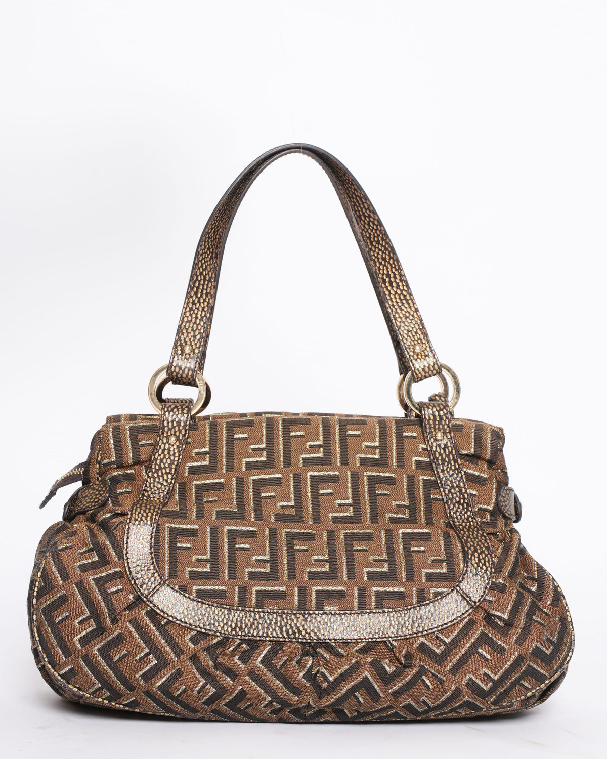 Fendi Brown Zucca Canvas & Leather Shoulder Bag Rovelle Bags
