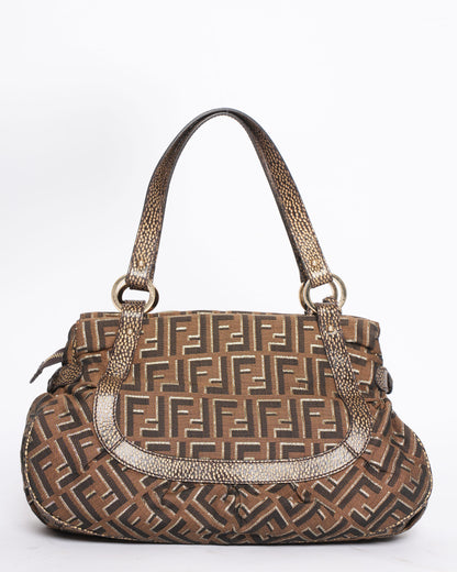 Fendi Brown Zucca Canvas & Leather Shoulder Bag Rovelle Bags