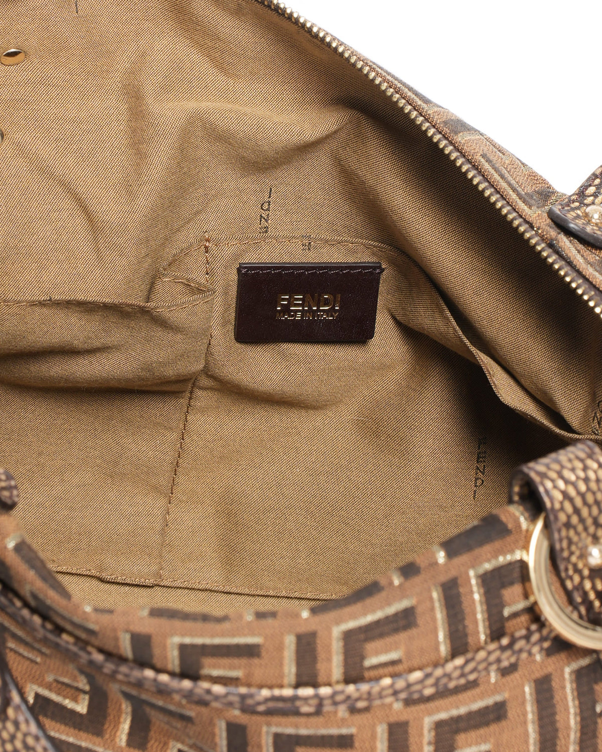 Fendi Brown Zucca Canvas & Leather Shoulder Bag Rovelle Bags