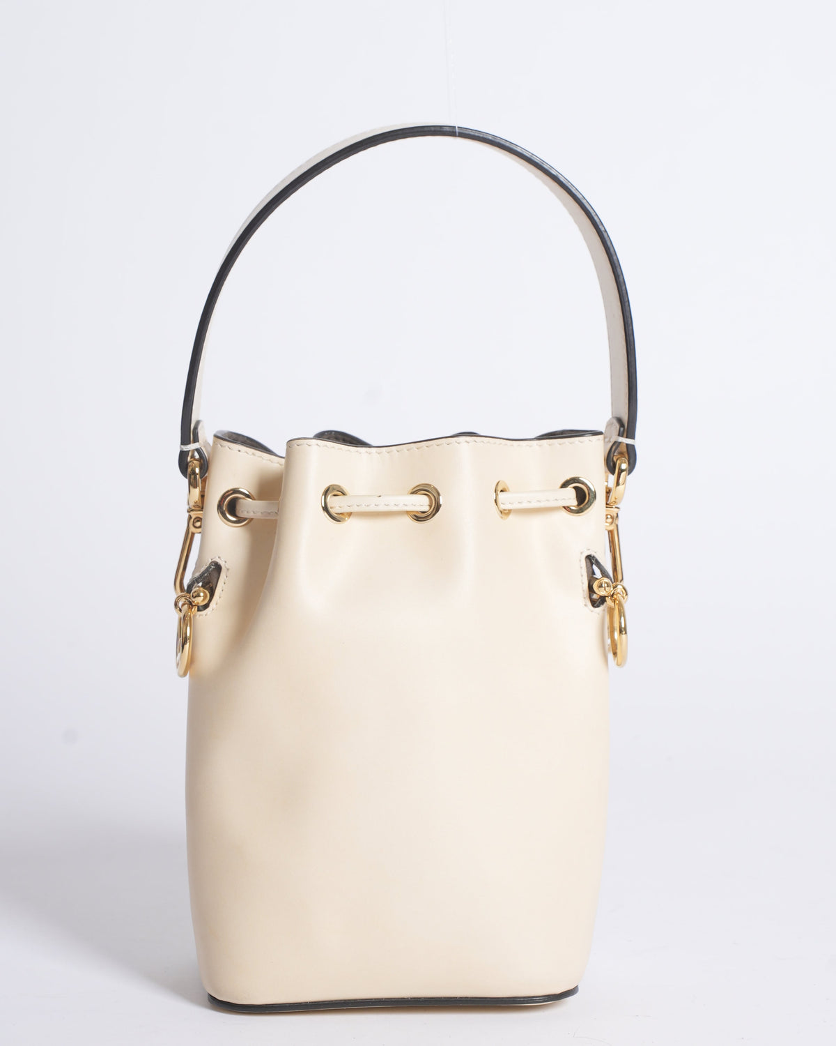 Fendi White Leather Mini Logo Mon Trésor Drawstring Bucket Bag Rovelle Bags