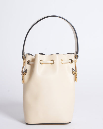 Fendi White Leather Mini Logo Mon Trésor Drawstring Bucket Bag Rovelle Bags