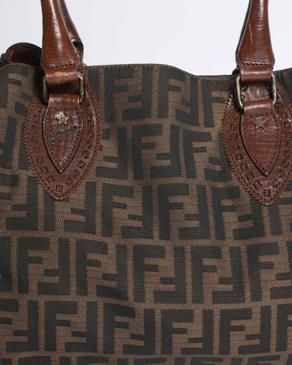 Fendi Canvas Zucca Shoulder Bag In Brown Rovelle Bags