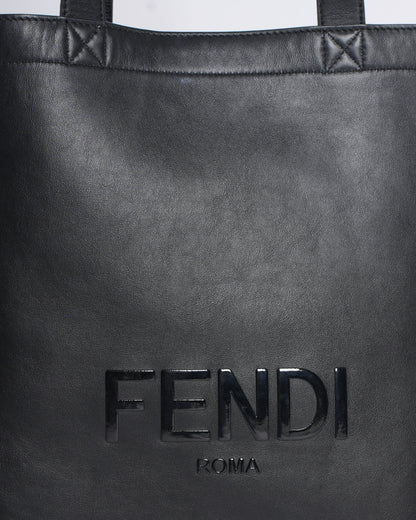 Fendi logo debossed shopper tote bag in black Rovelle Bags