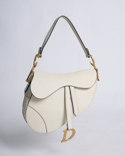 Christian Dior Saddle Bag With Strap In Latte Grained Calfskin Rovelle Bags