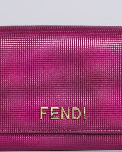 Fendi magenta leather logo flap continental wallet Rovelle Bags