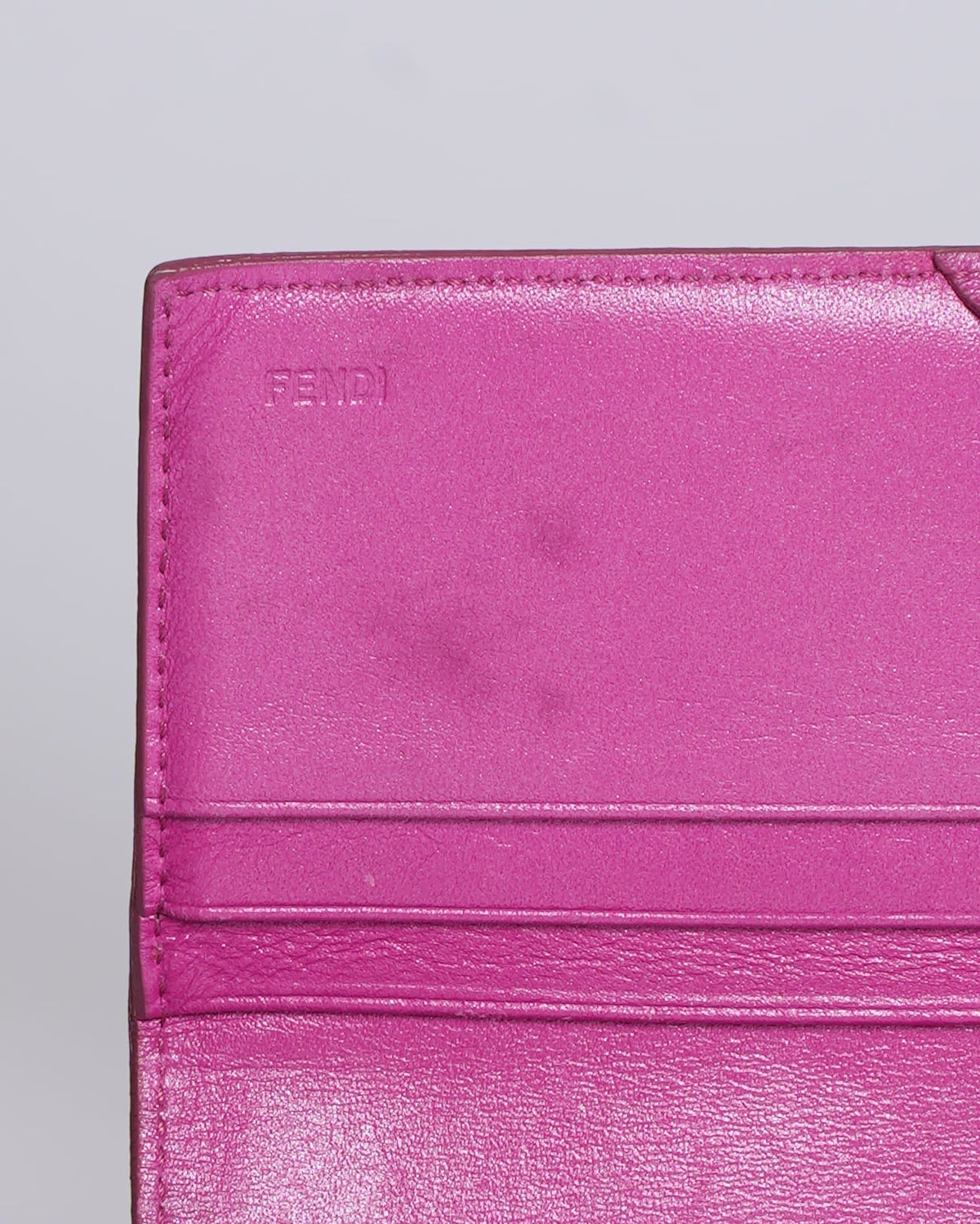 Fendi magenta leather logo flap continental wallet Rovelle Bags