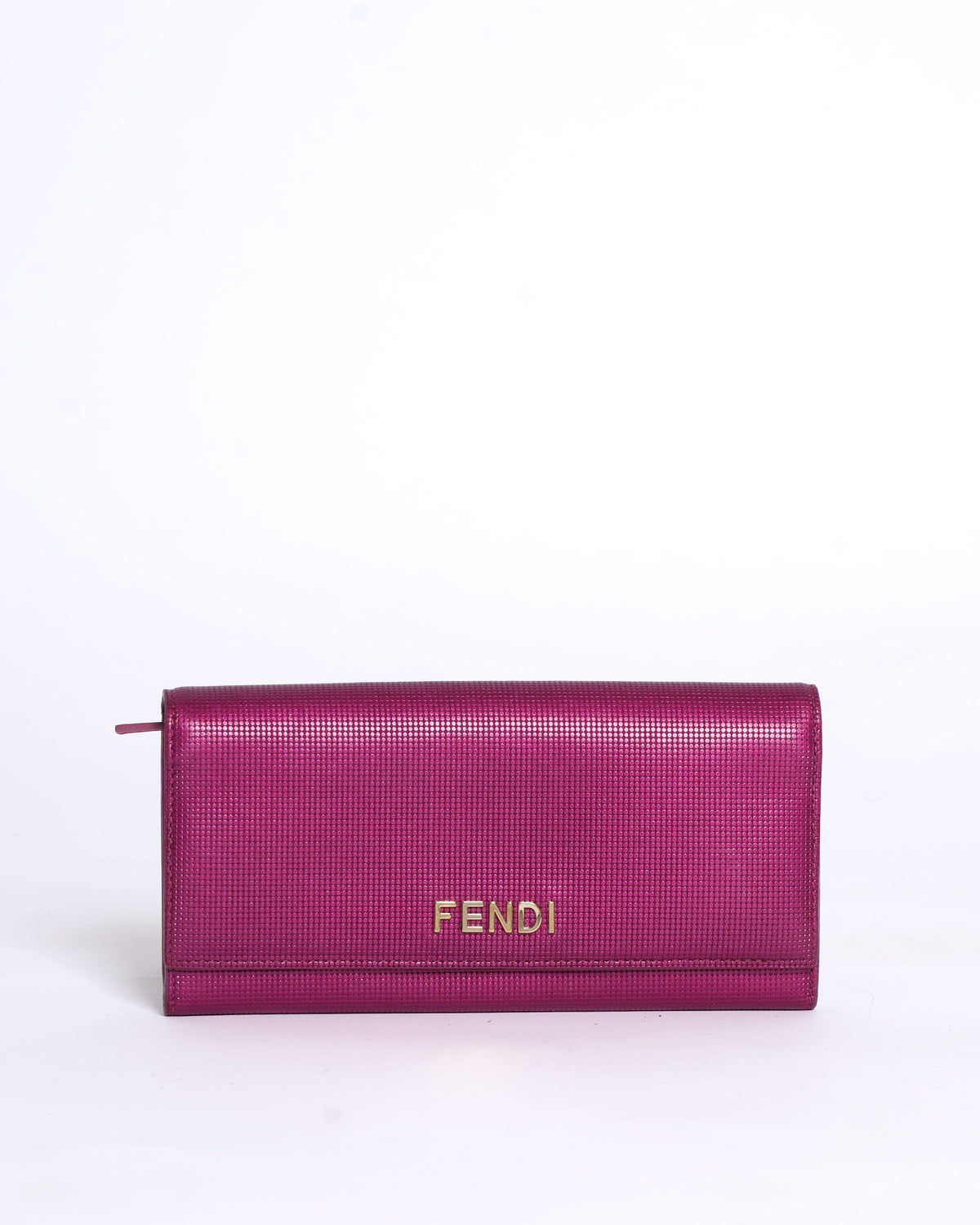 Fendi magenta leather logo flap continental wallet Rovelle Bags