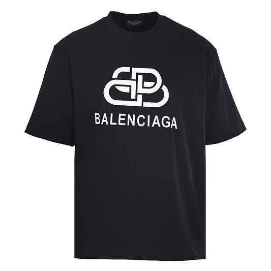 BALENCIAGA Double-B Buckle & Letter Print Short-Sleeve T-Shirt