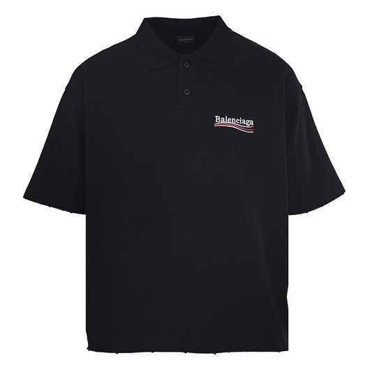 BALENCIAGA Cola Embroidery Short-Sleeve Polo Shirt