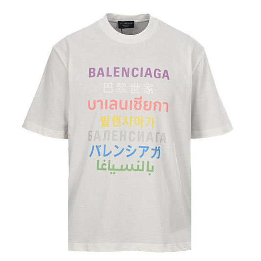 BALENCIAGA BLCG Multi-Language Rainbow Letter Print T-Shirt
