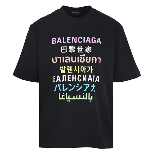 BALENCIAGA BLCG Multi-Language Rainbow Letter Print T-Shirt