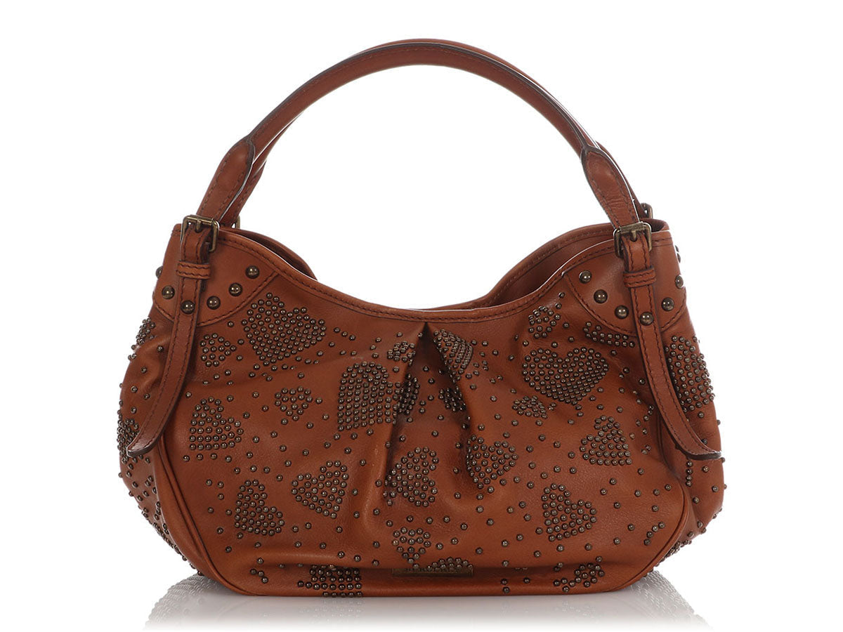 Burberry Studded Heart Brown Hobo Bag