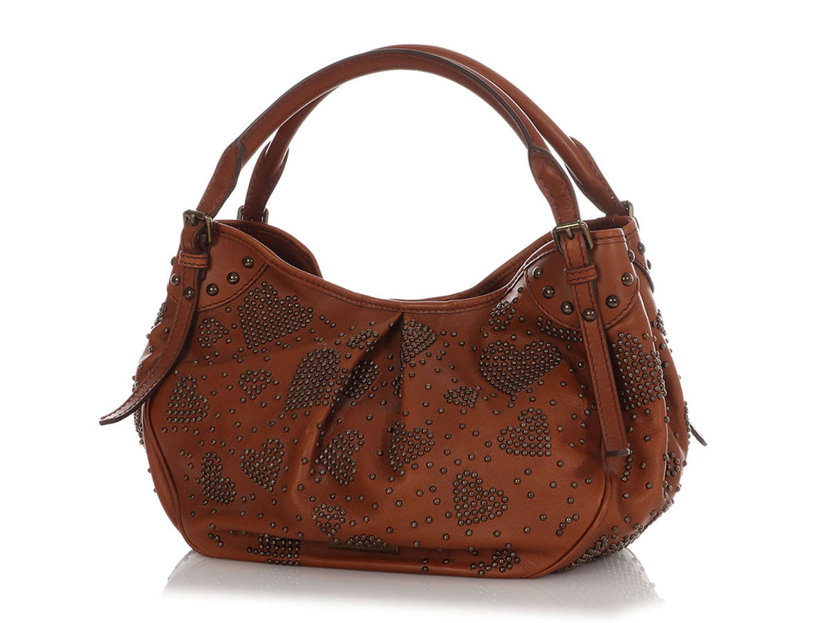 Burberry Studded Heart Brown Hobo Bag