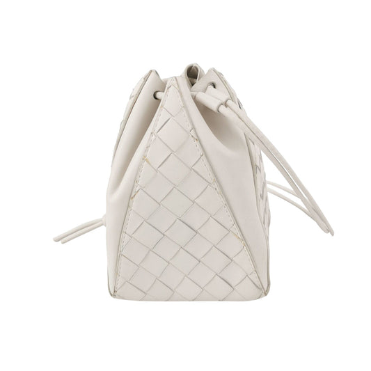 Bottega Veneta White Intrecciato The Mini Knot Shoulder Bag