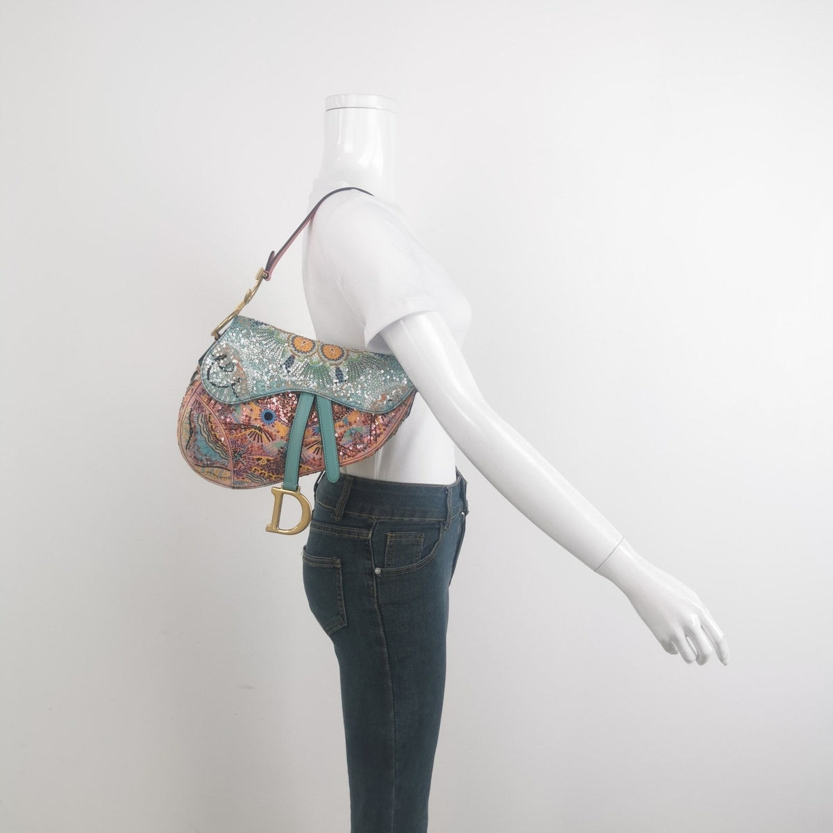 Dior In Lights Saddle Medium Multicolor Beads and Calfskin Leather Shoulder Bag Rovelle Bags