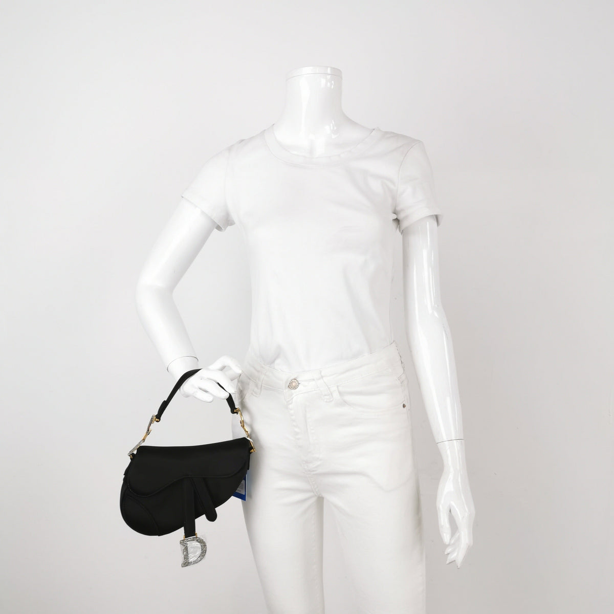 Dior Saddle Mini Silk Satin Handbag Black with crystals Rovelle Bags