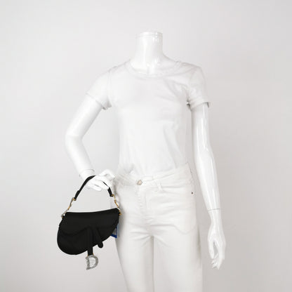 Dior Saddle Mini Silk Satin Handbag Black with crystals Rovelle Bags