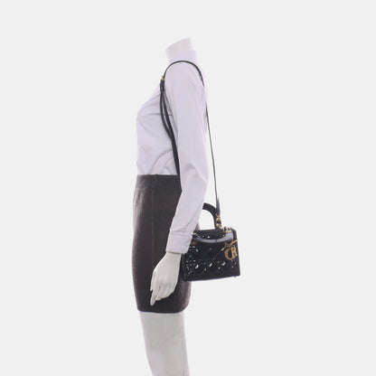 Lady Dior Mini Black Patent Leather handbag with gold hardware Leather Strap Rovelle Bags