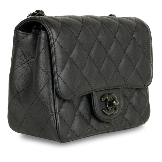 Chanel Mini Square Classic Flap - Black Calfskin Rovelle Bags
