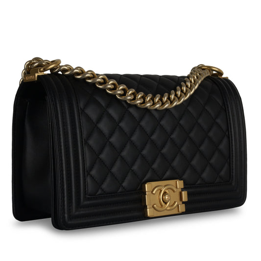 Chanel Old Medium Boy Bag - Black Rovelle Bags