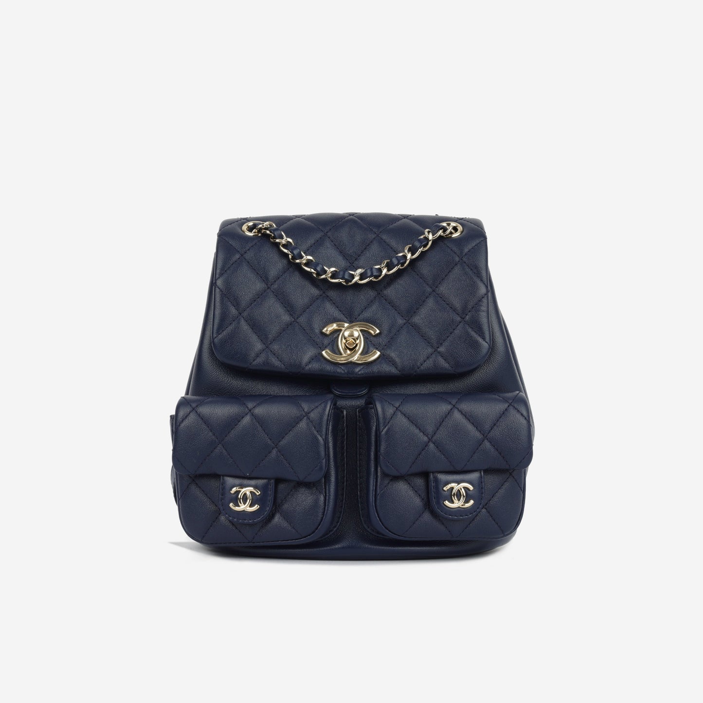 Chanel Luxury Lambskin Gold Backpack Lambskin Rovelle Bags