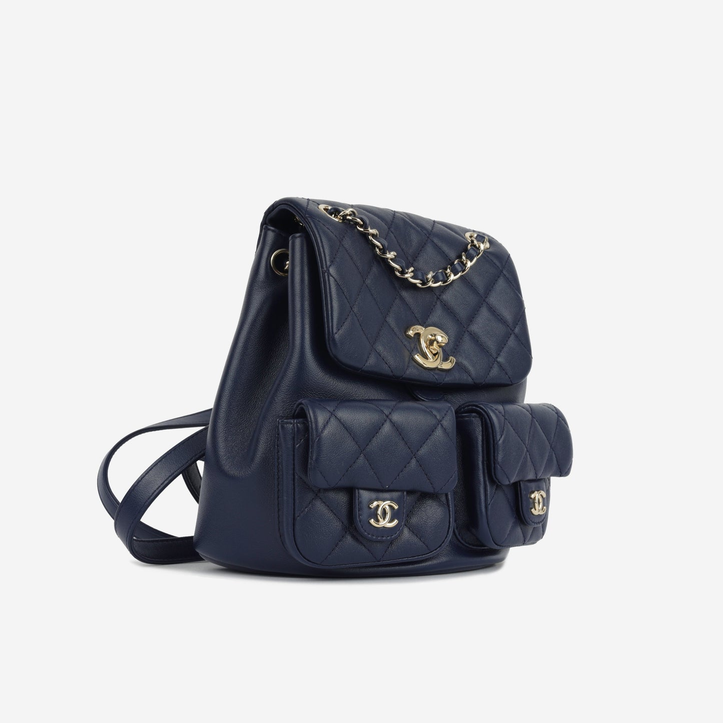Chanel Luxury Lambskin Gold Backpack Lambskin Rovelle Bags