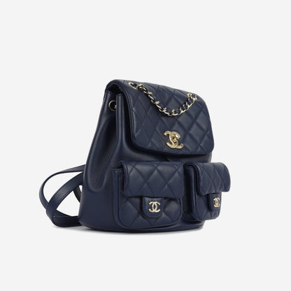 Chanel Luxury Lambskin Gold Backpack Lambskin Rovelle Bags
