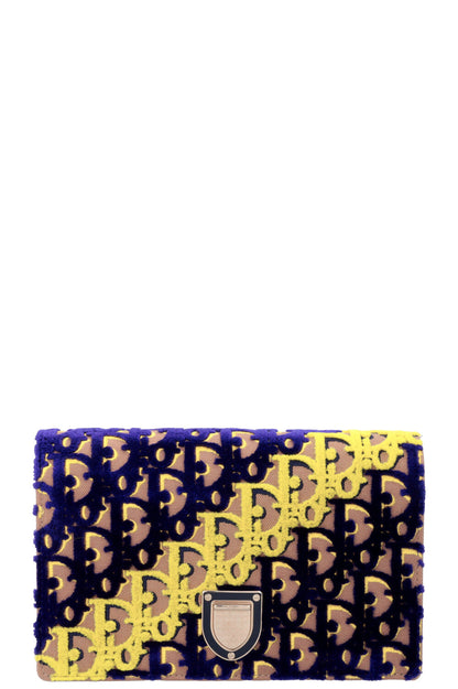 Christian Dior Diorama WOC Velvet Purple Yellow Nude Rovelle Bags