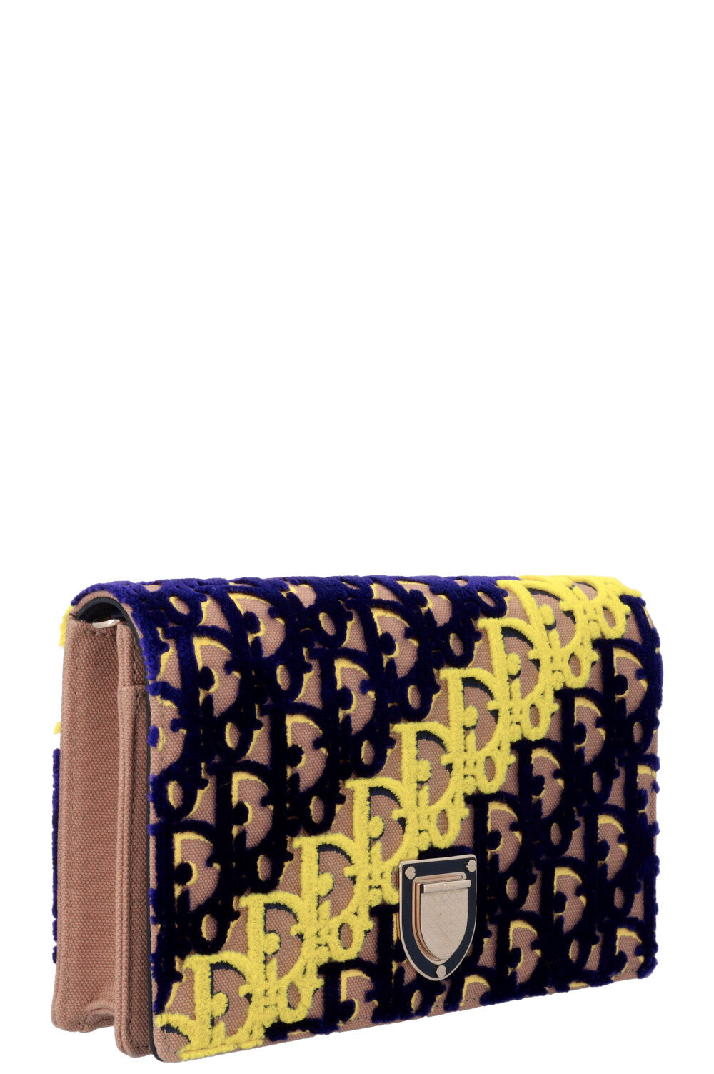 Christian Dior Diorama WOC Velvet Purple Yellow Nude Rovelle Bags