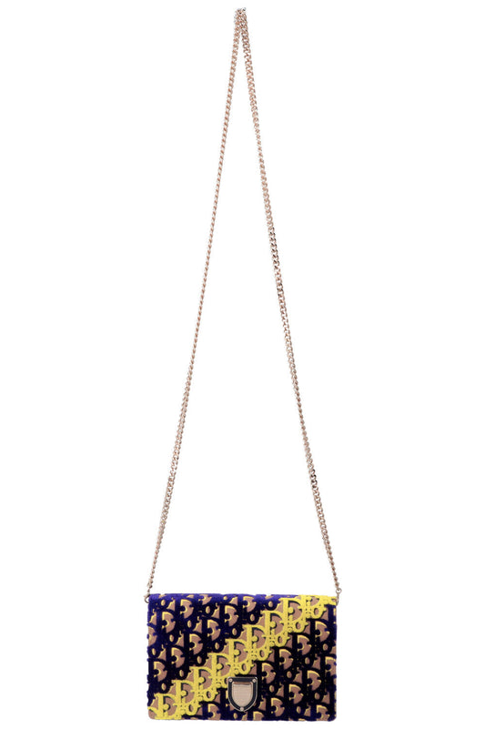 Christian Dior Diorama WOC Velvet Purple Yellow Nude Rovelle Bags