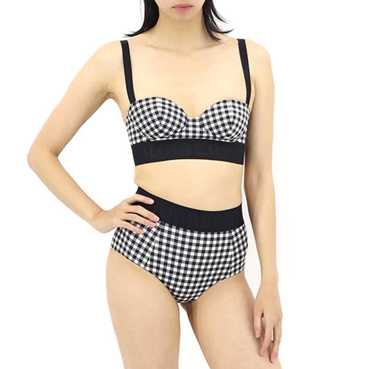 BURBERRY BETHANY LOGO TAPE GINGHAM BIKINI SET