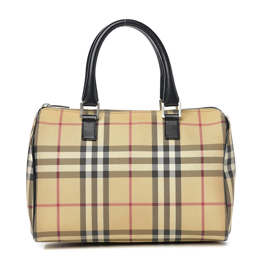 BURBERRY CANVAS GOUSE CHECK BOSTON HANDBAG