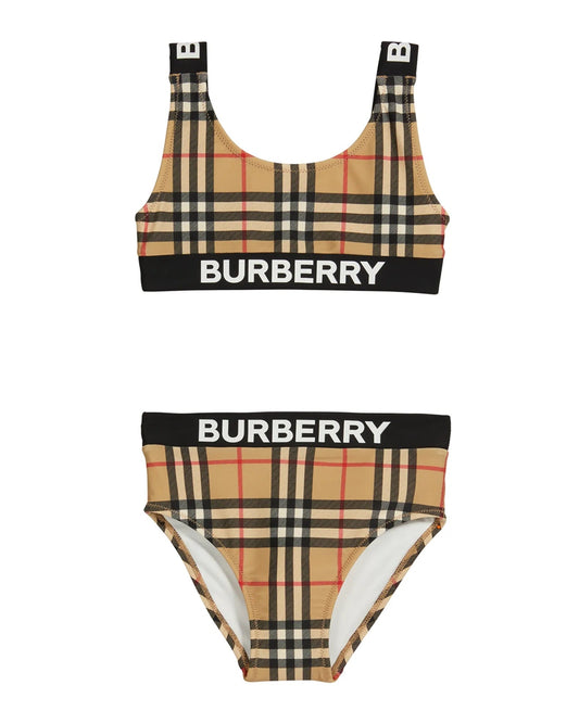 BURBERRY GIRL'S LIANA ICON STRIPE TWO PIECE BIKINI SET