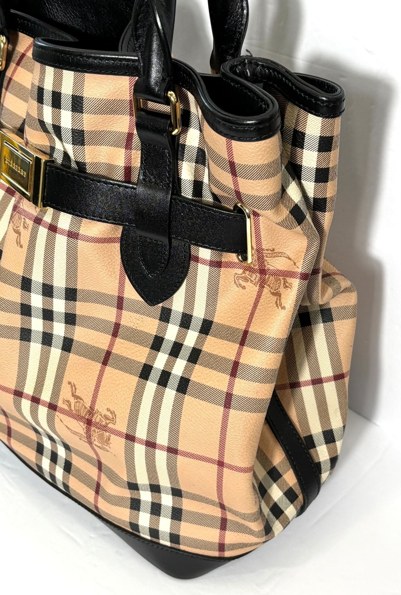 Burberry HAYMARKET GOLDERTON Check Gold Shoulder Bag