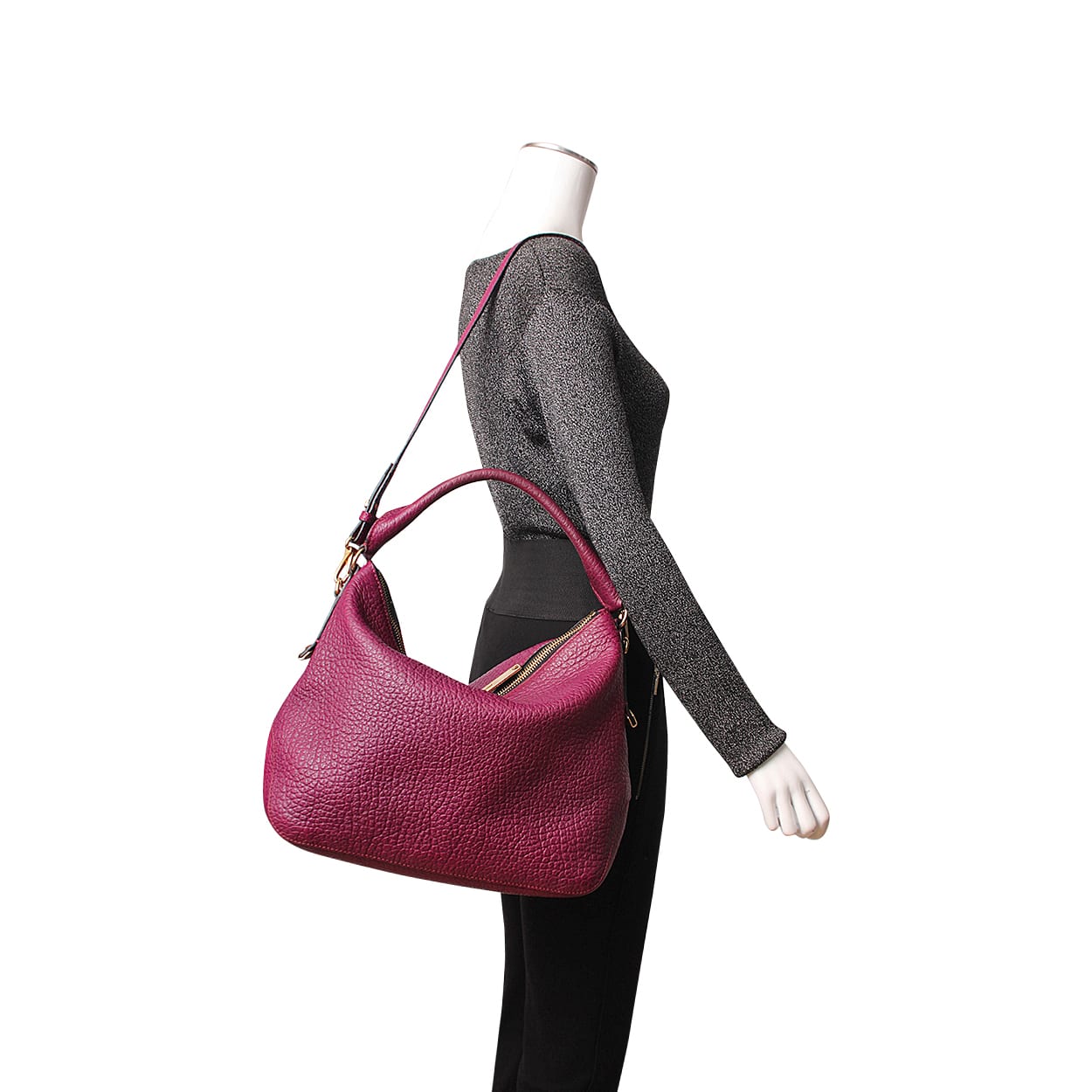 Burberry Grained Ledbury Leather Purple Shoulder Bag