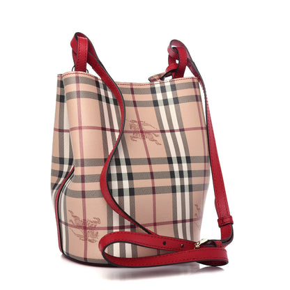 Burberry HAYMARKET LORNE Leather Beige Crossbody Bag