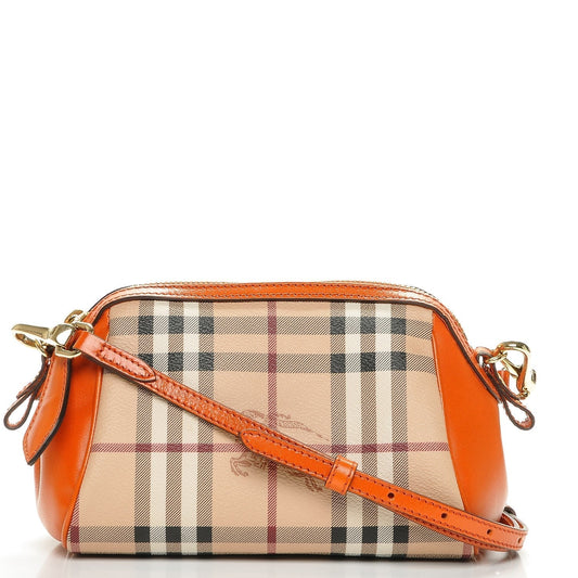 BURBERRY BURNT AMBER HAYMARKET CHECK MINI BLAZE CROSSBODY BAG