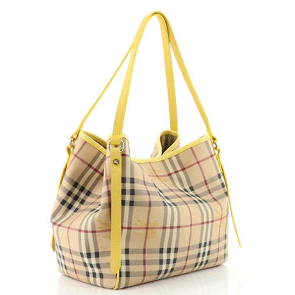 Burberry CANTERBURY HAYMARKET Leather Beige Shoulder Bag