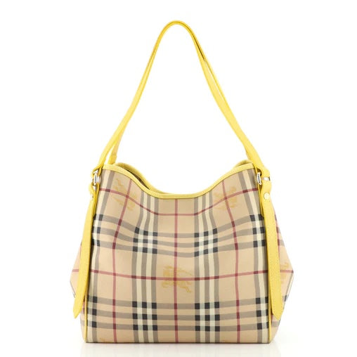 Burberry CANTERBURY HAYMARKET Leather Beige Shoulder Bag