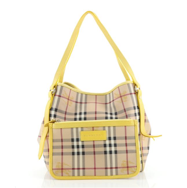Burberry CANTERBURY HAYMARKET Leather Beige Shoulder Bag