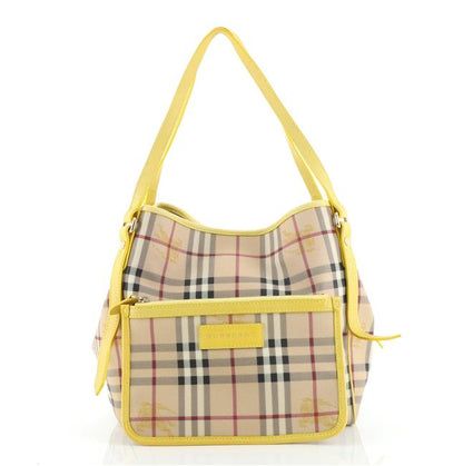 Burberry CANTERBURY HAYMARKET Leather Beige Shoulder Bag