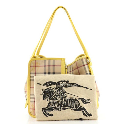 Burberry CANTERBURY HAYMARKET Leather Beige Shoulder Bag
